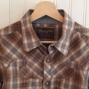 WRANGLER RETRO LONG SLEEVE SNAP POCKET PLAID SHIRT